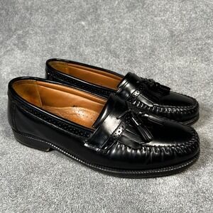 G.H. Bass Nelson Loafers Mens 9 EE Black Leather Kiltie Tassel Brogue Brazil